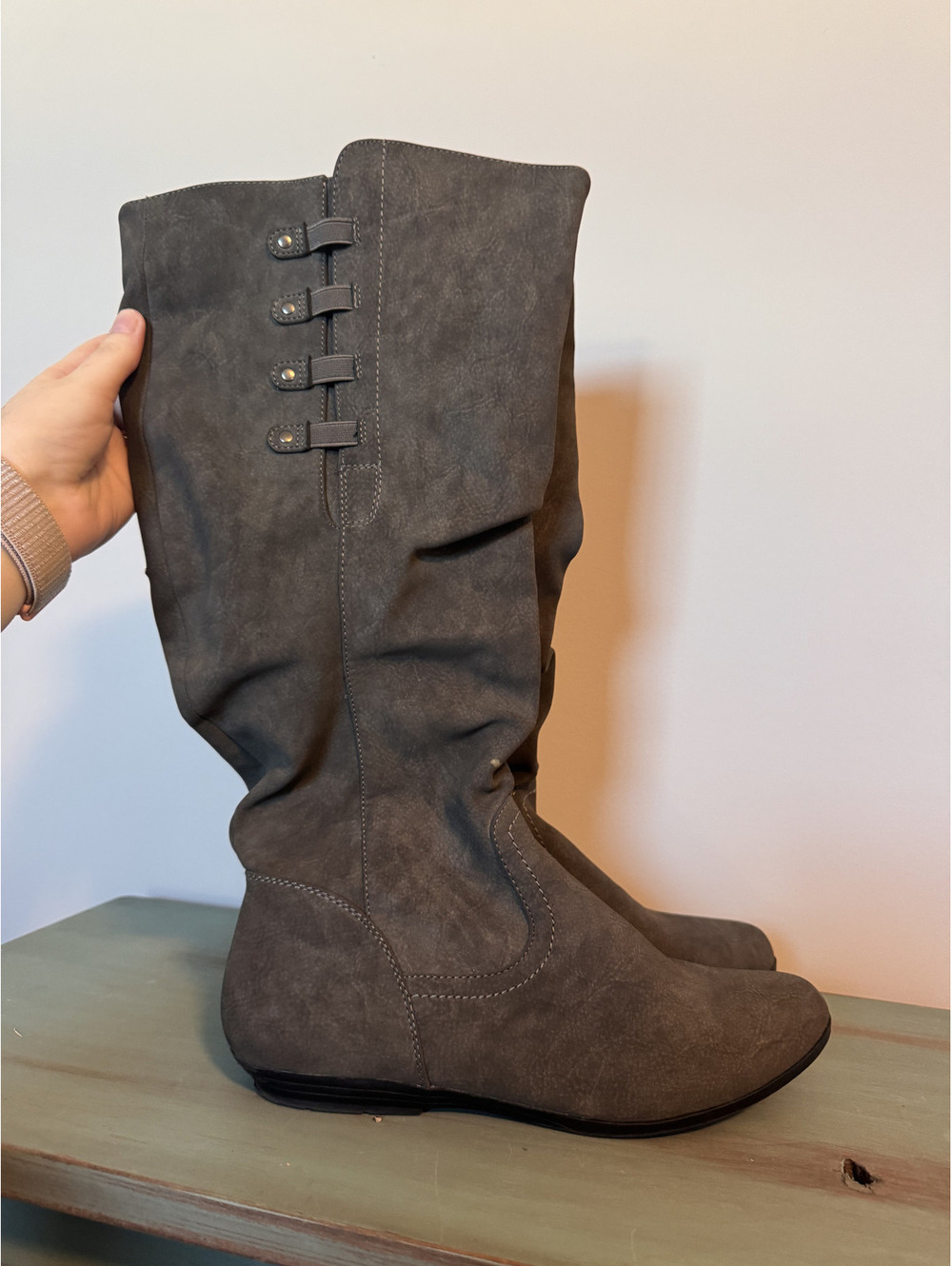 Cliff By White Mountain Slouchy Gray Boho Boots Size 8.5 Wide Calf *SEE DESC**